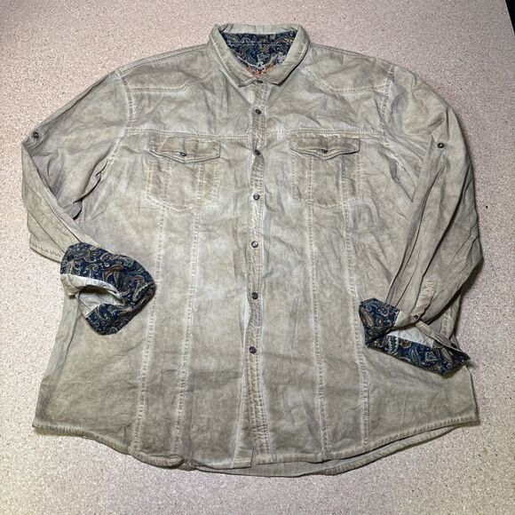 Scully Shirt Mens XXL Coffee Brown Cotton Western Turn Out Cuffs Western C3 - Picture 1 of 9